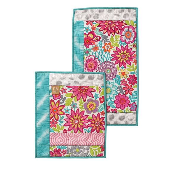 PB Teen Floral Patchwork Quilt Sham (2)Euro (1) standard Bright Boho Bedding - Picture 1 of 8